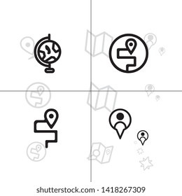 Gps navigation and location lineal icon set EPS 10 vector, transparent background.