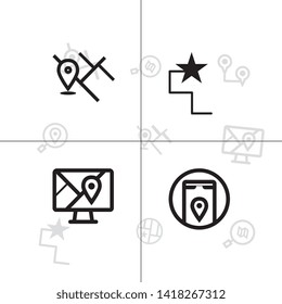 Gps navigation and location lineal icon set EPS 10 vector, transparent background.