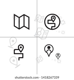 Gps navigation and location lineal icon set EPS 10 vector, transparent background.