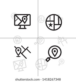 Gps navigation and location lineal icon set EPS 10 vector, transparent background.