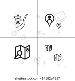 Gps navigation and location lineal icon set EPS 10 vector, transparent background.