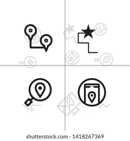 Gps navigation and location lineal icon set EPS 10 vector, transparent background.
