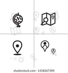 Gps navigation and location lineal icon set EPS 10 vector, transparent background.