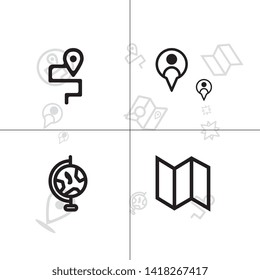 Gps navigation and location lineal icon set EPS 10 vector, transparent background.