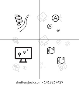 Gps navigation and location lineal icon set EPS 10 vector, transparent background.
