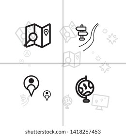 Gps navigation and location lineal icon set EPS 10 vector, transparent background.