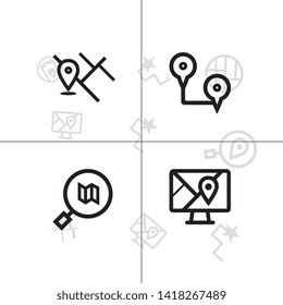 Gps navigation and location lineal icon set EPS 10 vector, transparent background.
