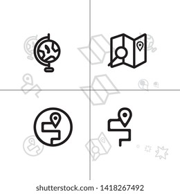 Gps navigation and location lineal icon set EPS 10 vector, transparent background.
