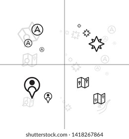 Gps navigation and location lineal icon set EPS 10 vector, transparent background.