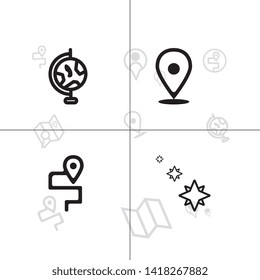 Gps navigation and location lineal icon set EPS 10 vector, transparent background.
