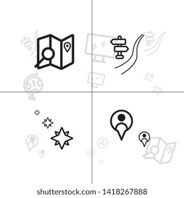 Gps navigation and location lineal icon set EPS 10 vector, transparent background.