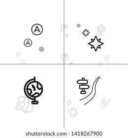 Gps navigation and location lineal icon set EPS 10 vector, transparent background.
