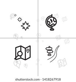 Gps navigation and location lineal icon set EPS 10 vector, transparent background.
