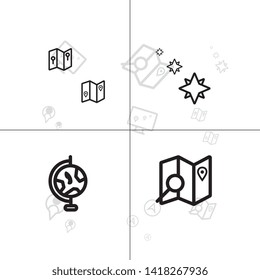 Gps navigation and location lineal icon set EPS 10 vector, transparent background.