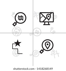 Gps navigation and location lineal icon set EPS 10 vector, transparent background.