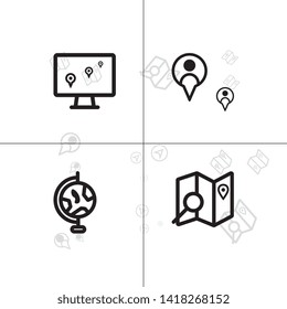 Gps navigation and location lineal icon set EPS 10 vector, transparent background.