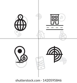 Gps navigation and location lineal icon set EPS 10 vector, transparent background.