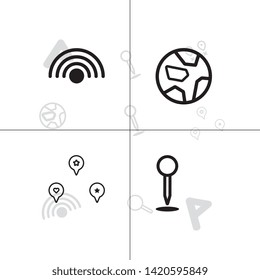 Gps navigation and location lineal icon set EPS 10 vector, transparent background.