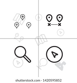 Gps navigation and location lineal icon set EPS 10 vector, transparent background.