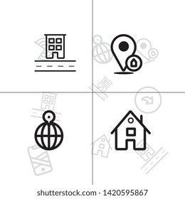 Gps navigation and location lineal icon set EPS 10 vector, transparent background.
