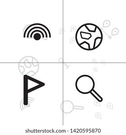 Gps navigation and location lineal icon set EPS 10 vector, transparent background.
