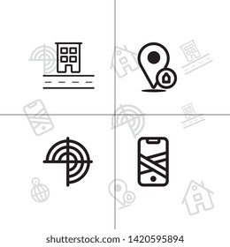 Gps navigation and location lineal icon set EPS 10 vector, transparent background.