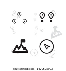 Gps navigation and location lineal icon set EPS 10 vector, transparent background.