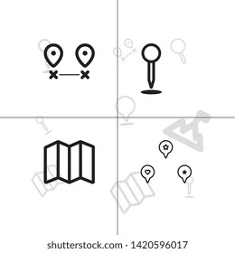 Gps navigation and location lineal icon set EPS 10 vector, transparent background.
