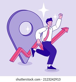 GPS navigation, location pin. landmark visit. moving forward, roadmap progress decorative design element. Sightseeing tour. Flat vector illustration.