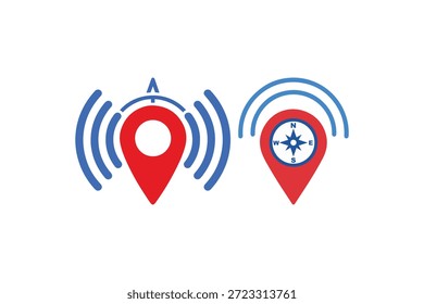 Navegação por GPS e ícones de pin de rastreamento de localização