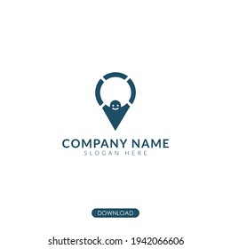 concepto del logotipo de navegación gps con cara de sonrisa. ilustración de logotipo de mapas locales