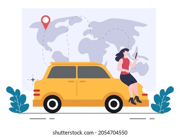 GPS Navigation Map and Compass on Location Search Application Shows the Position or Route you are Going. Background Vector Illustration 