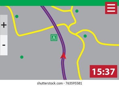 GPS navigation map illustration for device screen overlay.