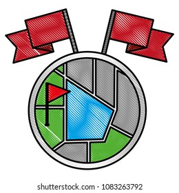 gps navigation map round button with flags