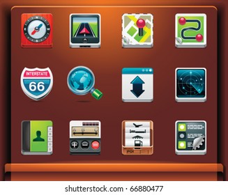 GPS navigation. Mobile devices apps/services icons. Part 1 of 12