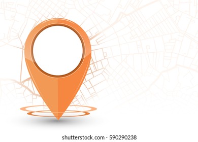 GPS. navigation mock up orange color on street line background.vector illustration