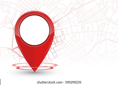 GPS. navigation mock up red color on street line background.vector illustration