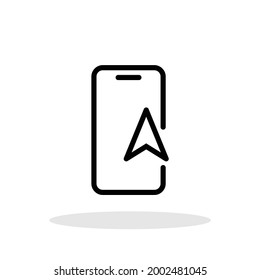 GPS navigation on mobile phone icon in flat style. Smartphone map app symbol for your web site design, logo, app, UI Vector EPS 10.