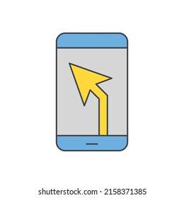 Navegación Gps en el icono de teléfono en el icono de color, aislado en el fondo blanco 