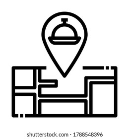 Navegación Gps. Estilo de esquema rellenado por pedido en línea. Diseño de ícono de entrega de alimentos para aplicación, sitio web, afiche, impresión.