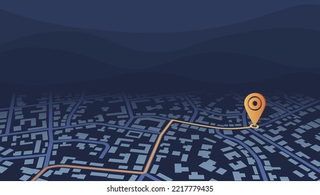 Gps navigation to own house. View from above the map buildings. Detailed view of city from above. City top view. Abstract background. Flat style, Vector, illustration isolated.