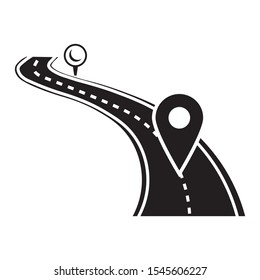 GPS Navigation with Pin Point Location Concept, Highway Travel Vector Icon Design