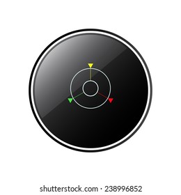 GPS navigation round black glossy button for the site, vector, EPS 10