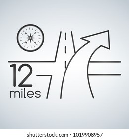 GPS navigation service with compass vector concept. 3D road map with arrow. gps service for travel and search location illustration.
