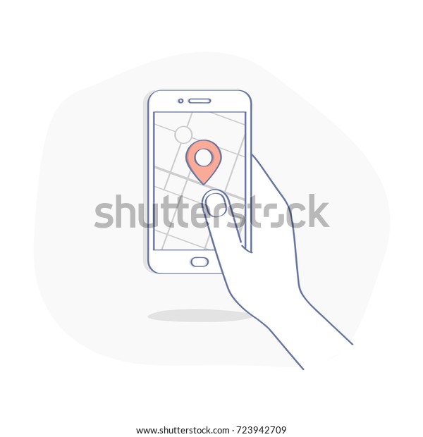 Gps Navigation System App On Mobile Stock Vector Royalty Free