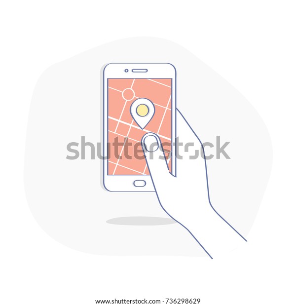 Gps Navigation System App On Mobile Stock Vector Royalty Free