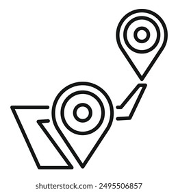 Gps navigation system is determining the route with starting and ending points marked