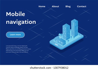 Gps navigation system. Illustration in modern isometric style. Technology concept vector design.