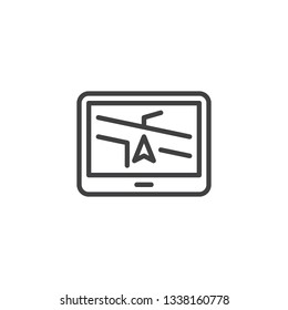 gps navigation system line icon. linear style sign for mobile concept and web design. Car navigation device outline vector icon. Symbol, logo illustration. Pixel perfect vector graphics