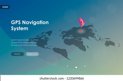 Gps navigation system. Mobile application for navigation. Gps smart tracker. Modern vector illustration isometric style.